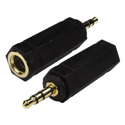 3.5mm 1/8  Male To 6.35mm 1/4  Female TRS Stereo Audio Headphone Adapter • £4.02