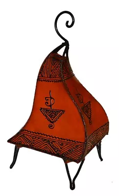 Moroccan Floor Lamp Henna Goat Skin Handmade Decorative Home Decor Small Orange • $44.99