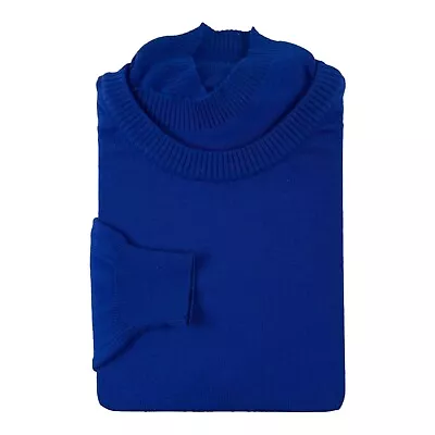 Gianni Versace 80s-90s VTG Royal Blue Mockneck Pure Wool Sweater Size 50 • $111.99