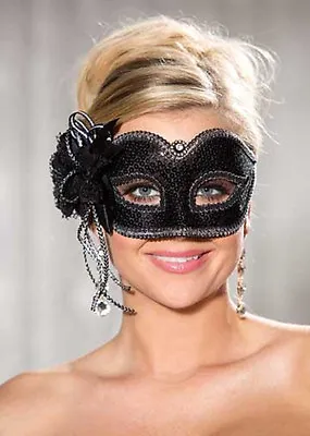 Shirley Of Hollywood Black/Silver Sequin Half Mask Style 915 • £32.28