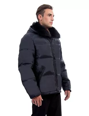 Mens Down Coat Jacket / Parka W/ Raccoon Fur Trim Пуховик Енот $595 Value NWT  • $99.95