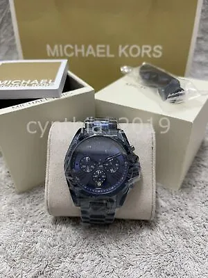 MICHAEL KORS MK6248 Bradshaw Navy Blue Tone Chronograph 43mm Wrist Watch • $93