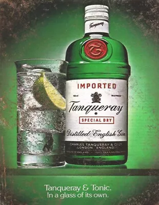 £4.99 • Buy Retro Plaque Vintage Gin Tonic Tanqueray Drink Man Cave Wine Bar Wall Metal SIGN
