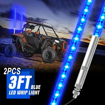 2pcs 3ft Blue LED Whip Light For UTV ATV Accessories RZR Can-Am Polaris Antenna • $51.99