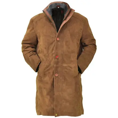 Noora Men's Western American Cowboy Style Suede Leather Long Coat • $270