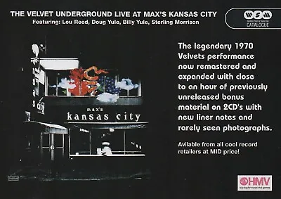 £2.99 • Buy The Velvet Underground - Live At Maxs Kansas City    - Half Size Magazine Advert