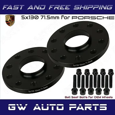 2PC 5x130 15mm Hub Centric Wheel Spacers For Porsche 911 Comes With Lug Bolts • $73.86