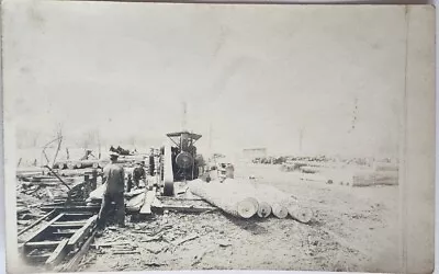 RPPC Steam Engine Tractor Logging Sawmill Farming Wisconsin? Vintage Postcard • $39.95