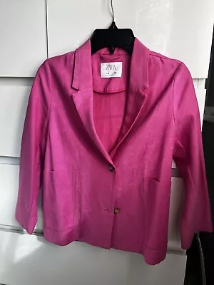 Zara Girls Pink Blazer Jacket Size 8 Two Button With Two Pockets • $24.99