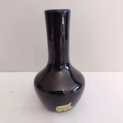Vintage Haeger Floral Bud Vase Black Glossy Pottery 5.5  • $19.95