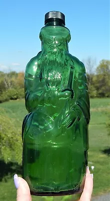 Vintage Poland Spring Gin Figural Moses Emerald Green Glass Quart Water Bottle • $20