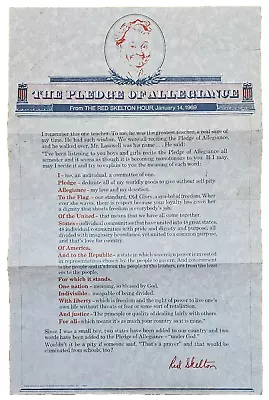 1969 The Red Skelton Hour The Pledge Of Allegiance Print-9 1/2  X 14 5/8  • $35