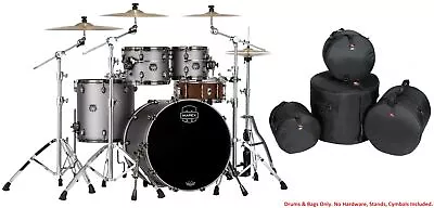 Mapex Saturn Evolution Rock Birch Gun Metal Grey Lacquer Drums +Bags 22_10_12_16 • $2579