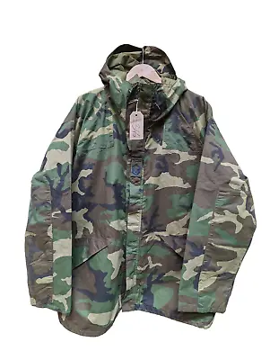 Raven Ind. US Army Woodland Camo GoreTex ECWCS Parka Jacket Size XL/Reg #346 • £109.95