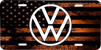 Volkswagen Black Current Logo Orange Flag Look Vehicle License Plate Tag • $19.95