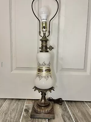 Vintage MCM Lamp Glass And Brass Table Lamp No Shade • $59.95