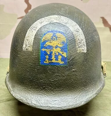 Late WWII Schlueter Army M1 Steel Helmet Swivel Rear Seam - 5th ESB Repro Paint • $129.99