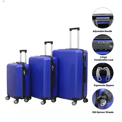 Luggage Hard Shell - Cabin Suitcase 4 Wheel Travel-Trolley Lightweight Case • £74.99