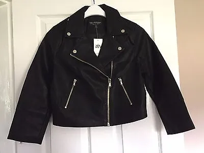 Miss Selfridge Black Faux Leather Zip Up Biker Jacket New • £34.99