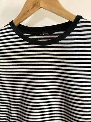 Autograph By M&S Black Mix Cotton Striped Long Sleeved Top Size 12 • £4.80