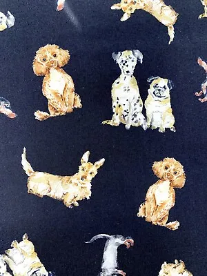 £6.83 • Buy Dog Friendly Fabric, Dog Puppy Cotton, Dalmatian Pug Terrier Cotton, Black