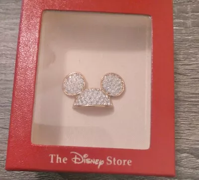 $7 • Buy Disney Store Mickey Mouse Rhinestone Ears Hat Goldtone Lapel Pin NIB