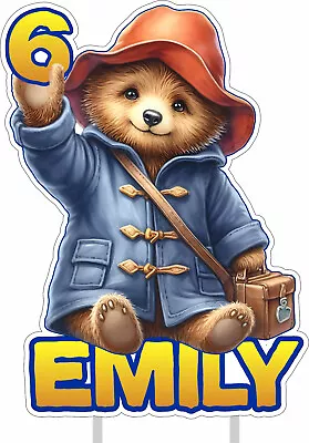 PADDINGTON BEAR Cake Or Cupcake Toppers PERSONALISED  2 LAYERS OF 300gsm CARD • £15