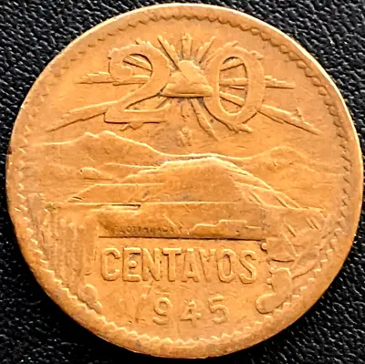 1945 Mexico Coin 20 Centavos KM# 440 Mexican Coins Old Money FREE SHIPPING • $9