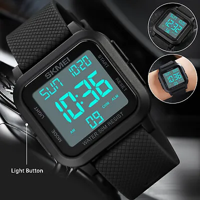 Chronograph Men's Digital Sport Watch LED Large Army Military Quartz Waterproof • $13.98