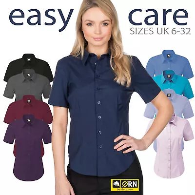 £8.49 • Buy ORN Ladies Womens Essential Short Sleeve Button Up Work Shirt Office Blouse Red