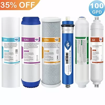 6 Stage 100 GPD RO Membrane Reverse Osmosis System PH Alkaline Water Filter Set • $37.99