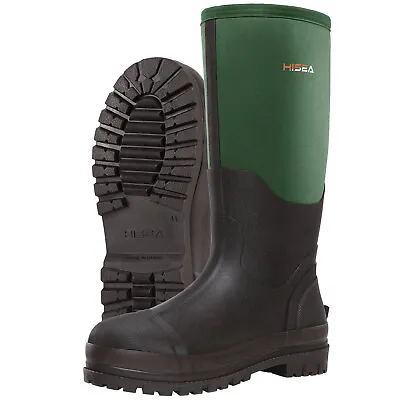 HISEA Men Rubber Rain Boots Waterproof NO-Slip Neoprene Mud Outdoor Work Wellies • $63.99