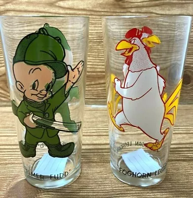 Pepsi Collector Series Drinking Glass  Elmer Fudd And Leghorn  1973  Lot Of 2 • $22.38