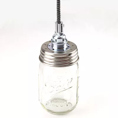 Vintage Lamps Set M.Mason Ball Jar E14 Zugentl. Chrome O. Cable • £27.76