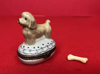 Miniature Ceramic Trinket Box - Puppy Dog With Tiny Dog Bone Inside • $34.99