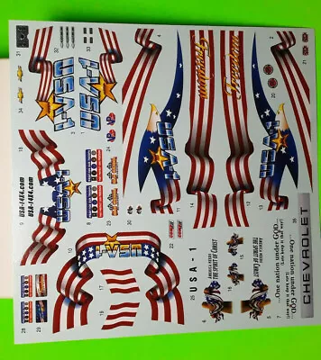 USA 1 Chevy Pickup Monster Truck 1/25 Waterslide Decal Sheet US Flag Trust God • $18.99