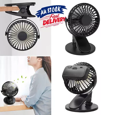Portable Fan USB Rechargeable Travel Clip On Desk Mini Cooling Fan 360° Car Pram • $16.99