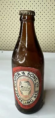 Vintage Empty Labeled Cooper And Sons Sparkling Ale Pickaxe Stubbie Bottle 370 M • $32