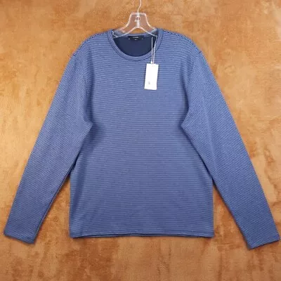 VINCE Mens Shirt Medium Blue Stripe Pullover Crew Long Sleeve Knit Classic $225 • $48.88