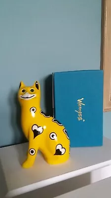  GRISELDA HILL WEMYSS POTTERY Yellow  Galle Cat 18cm Ceramic  ORNAMENT Boxed • £110