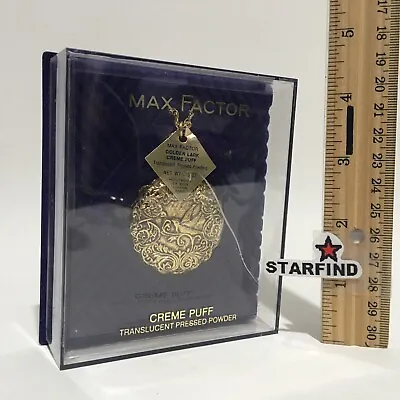 Max Factor Golden Lark Pocket Creme Puff Pressed Powder Chain Necklace SEALED • $89