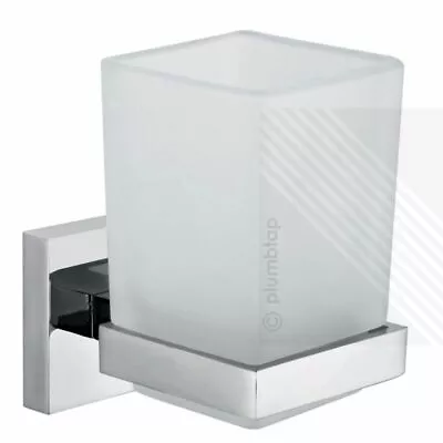 £10.95 • Buy ECOSPA Frosted Glass Toothbrush Tumbler Bathroom Accessory Chrome Holder