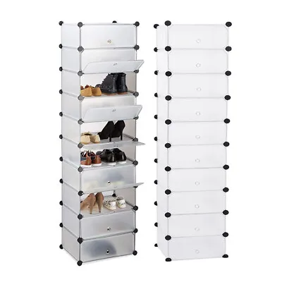 DIY Interlocking 10 Compartment Shoe Organiser Storage 10pcs Cube Rack Footware • £28.95