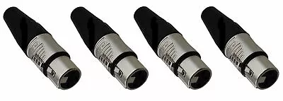 (4 PACK) REAN RC3F 3-Pin XLR Female Cable Mount LO-Z Connector - Nickel Shell • $12.57