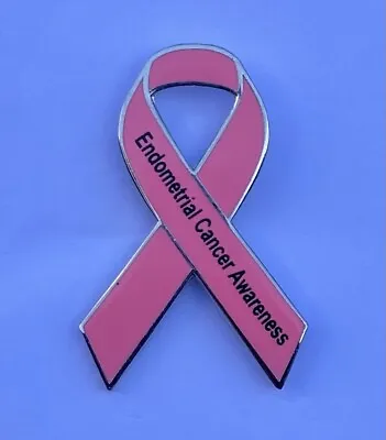 **NEW** Endometrial Cancer Awareness Coral Ribbon Enamel Badge / Brooch.Charity. • £3.99