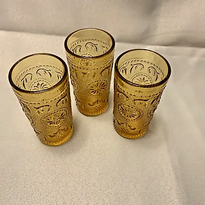 $18.95 • Buy 3 Vintage American Concord Brockway Glass Amber 4  Juice Glasses