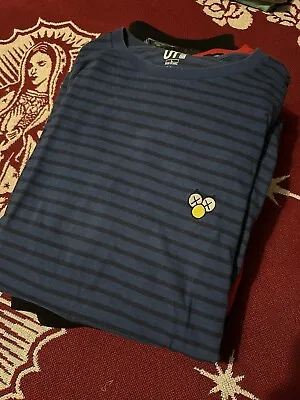 Kaws X Uniqlo BFF Stripey Blue Tshirt Blue Short Sleeve Hardly Worn Great Condo • £18