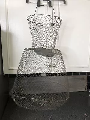 VINTAGE Large Collapsible Metal Wire Mesh Live Fish Basket Sportfisher • $25