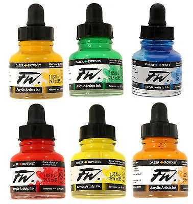 Daler Rowney FW Artists Acrylic Ink 29.5 Ml - 45 Colours Available • £7.50