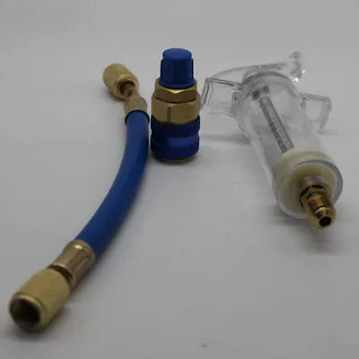 A/C AC Oil And Dye Injector With R-134a Snap Quick Coupler 1/4  SAE Hand Turn US • $11.99